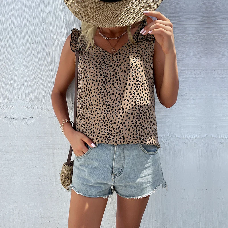 Sleeveless Leopard Print Tank Top Wholesale Womens Tops