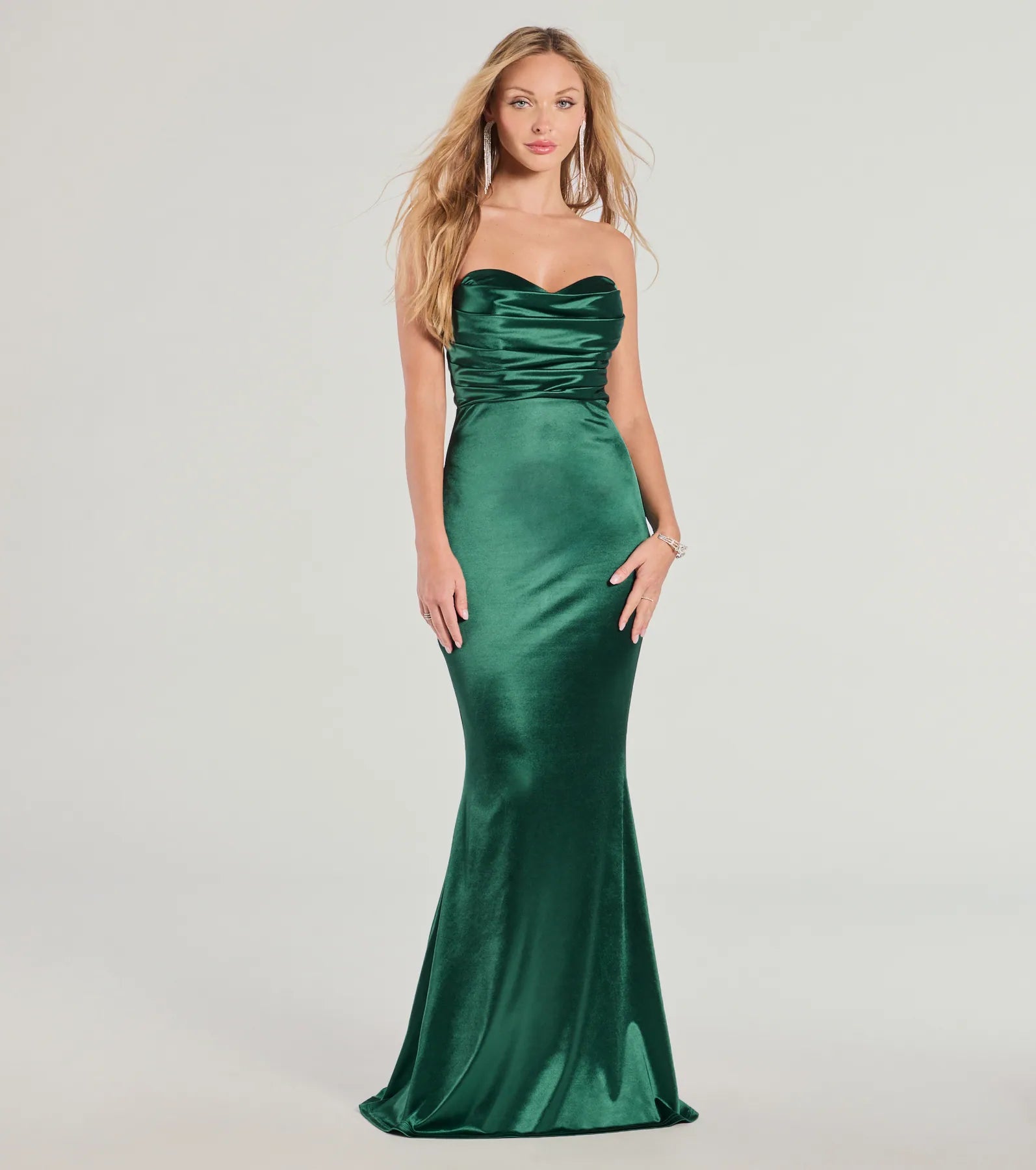 Katye Strapless Mermaid Satin Formal Dress