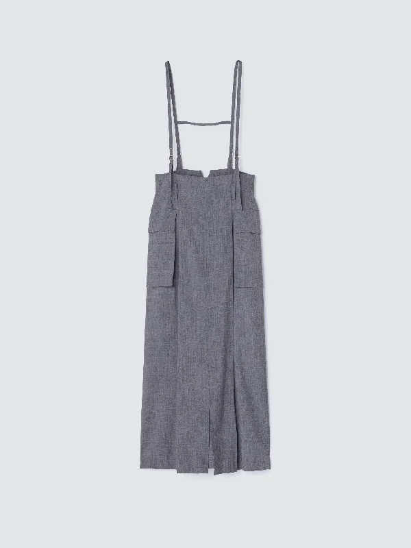 SUMMER WOOL SUSPENDER SKIRT GREY