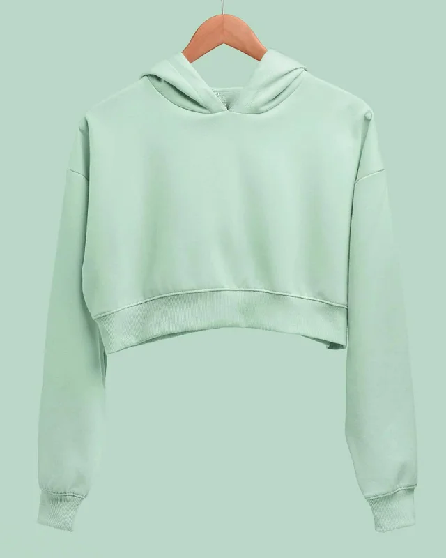 Drop Shoulder Crop Hoodie: Tiffany Green