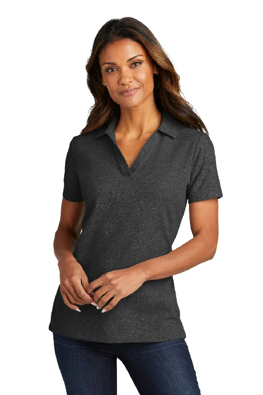 Port Authority Womens C-FREE Pique Short Sleeve Polo Shirt - Heather Charcoal Grey