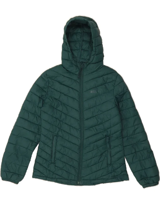 MOUNTAIN WAREHOUSE Womens Hooded Padded Jacket UK 10 Small Green Nylon