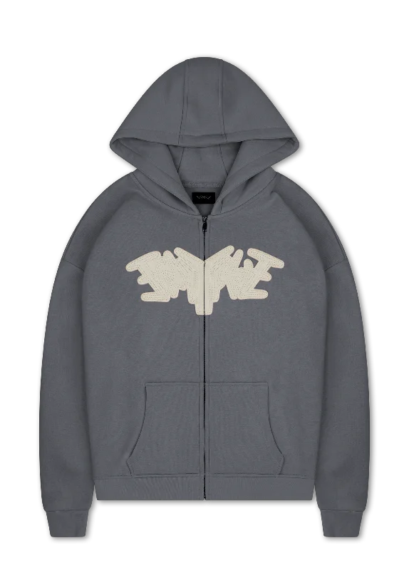 PATCH ZIP HOODIE DARK GREY