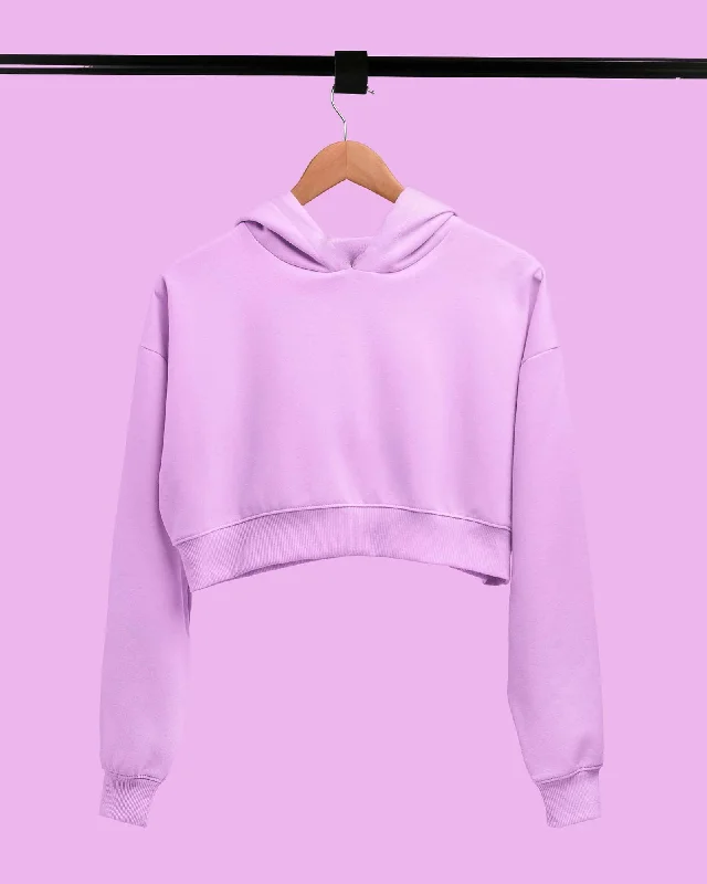 Drop Shoulder Crop Hoodie: Mauve Purple