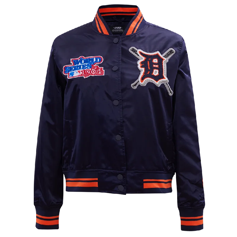 MLB DETROIT TIGERS MASHUP WOMEN'S RIB SATIN JACKET (MIDNIGHT NAVY/ORANGE/MIDNIGHT NAVY)