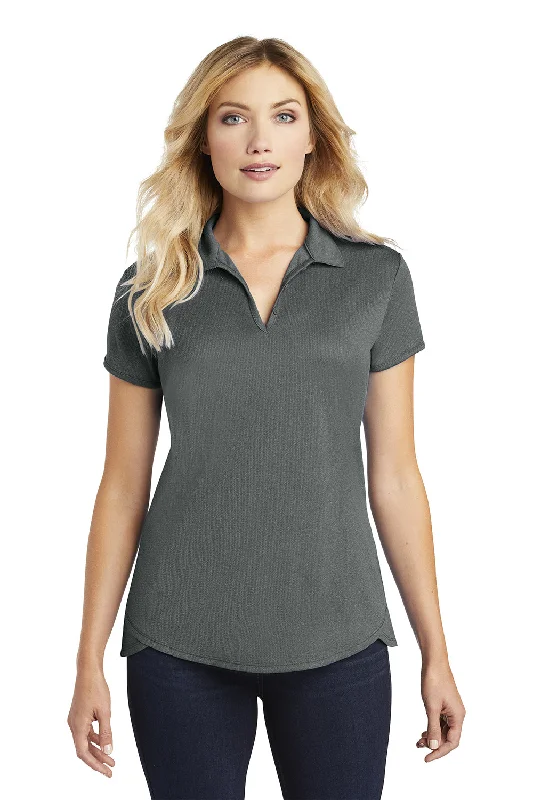 Port Authority Womens Trace Moisture Wicking Short Sleeve Polo Shirt - Heather Charcoal Grey