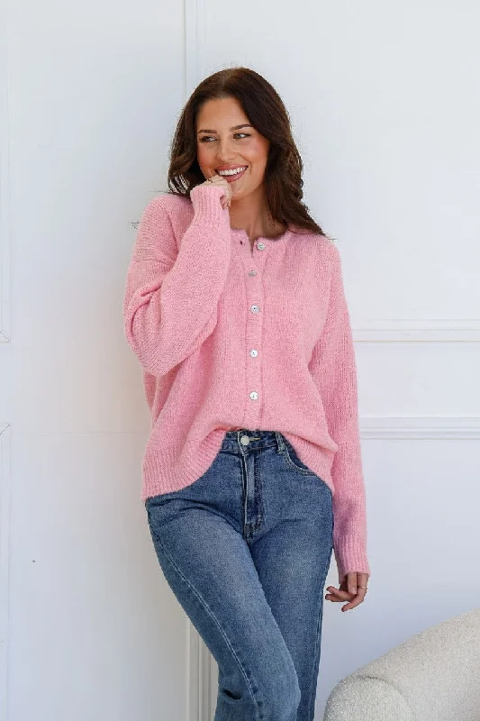 Zara Button Cardigan - Soft Pink