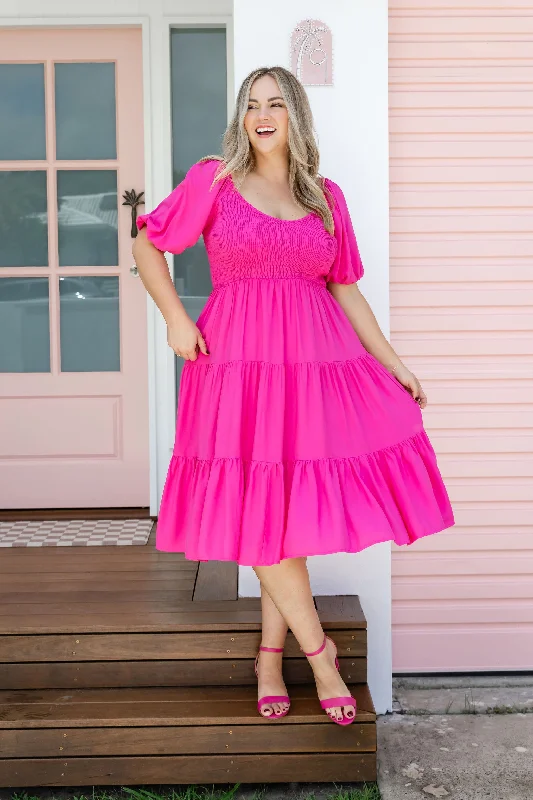 Peri Midi Dress in Pink