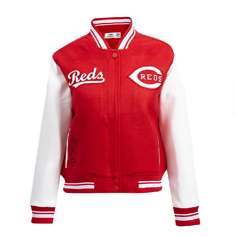 MLB CINCINNATI REDS RETRO CLASSIC WOMEN'S RIB WOOL VARSITY JACKET (RED/WHITE)