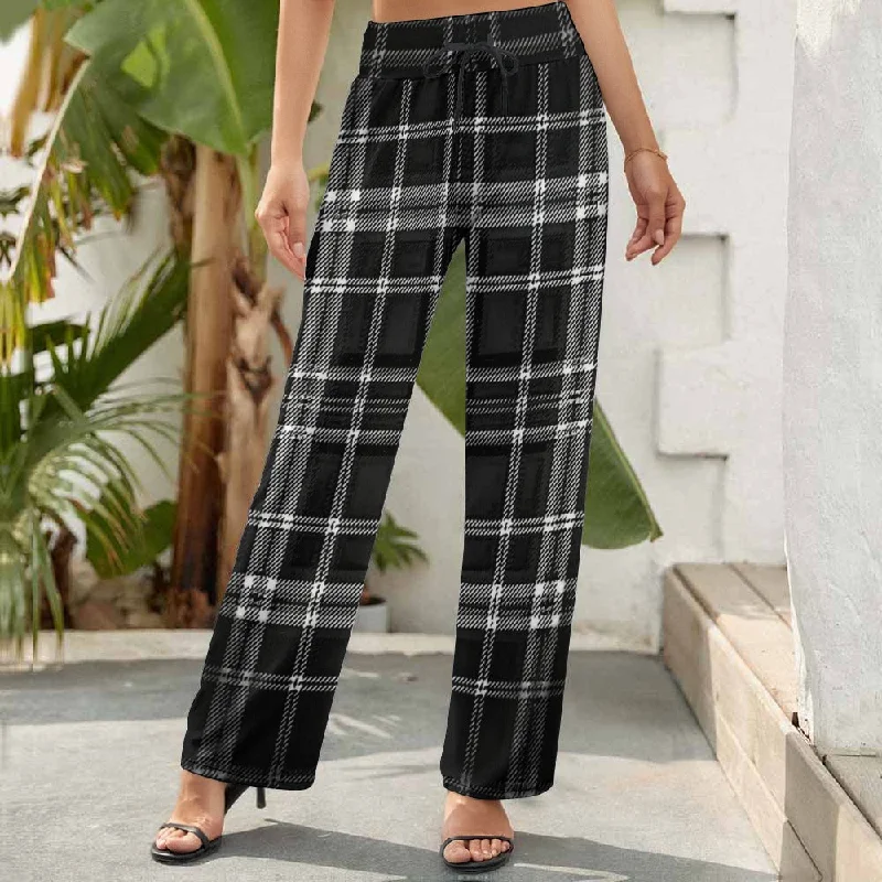 TRP Twisted Patterns 06: Digital Plaid 01-06A Ladies Designer High Waist Wide Leg Pants