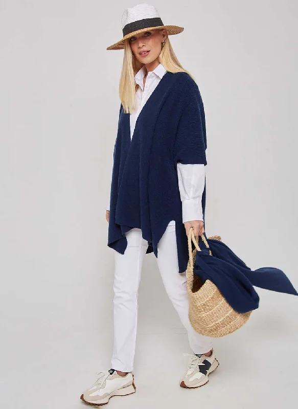 Kimono Rib Cashmere Cardigan - Navy