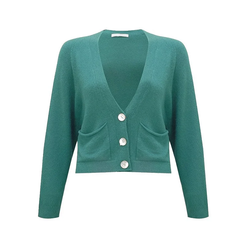 Pook Crop Boxy Cardigan Petrol