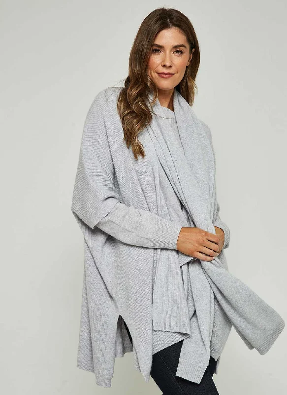 Kimono Rib Cashmere Cardigan - Glass Grey