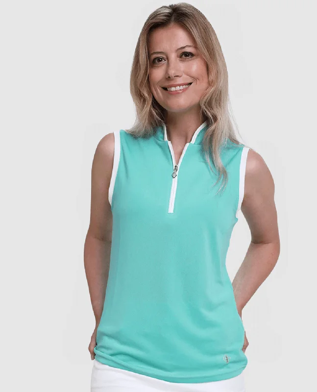 PURE GOLF Bloom Sleeveless Polo 013 Ocean Blue