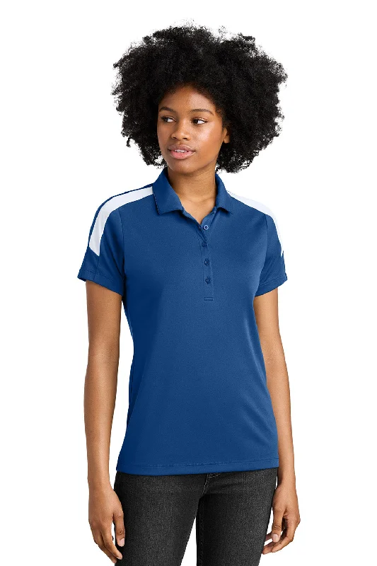 Sport-Tek Womens Moisture Wicking Competitor United Short Sleeve Polo Shirt - Royal Blue/White